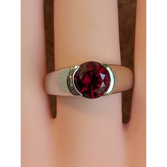 Vintage Red Garnet Signet Ring Sterling Silver Unique Gemstone Natural Stone 7 - Picture 7 of 8